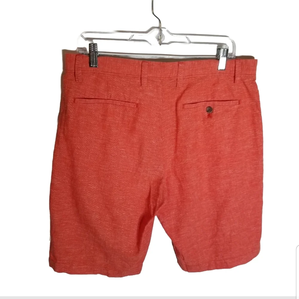Banana Republic Shorts Men's 32 Linen Cotton Coral Orange Flat Front Casual - Picture 3 of 7